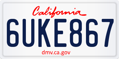 CA license plate 6UKE867