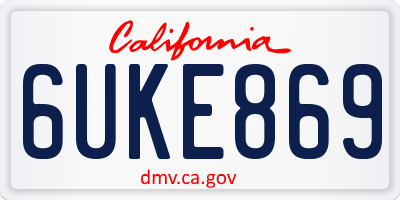 CA license plate 6UKE869