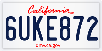 CA license plate 6UKE872