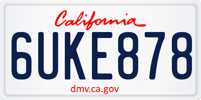 CA license plate 6UKE878