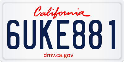 CA license plate 6UKE881