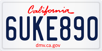CA license plate 6UKE890
