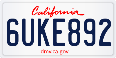 CA license plate 6UKE892