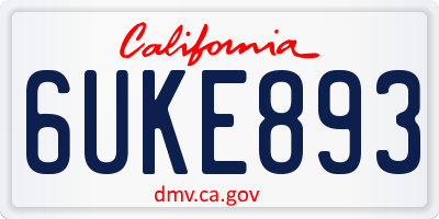 CA license plate 6UKE893