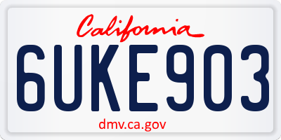CA license plate 6UKE903