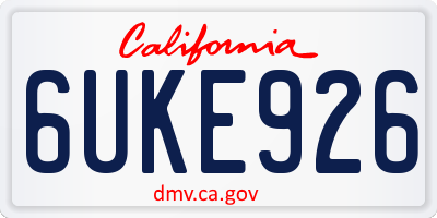 CA license plate 6UKE926