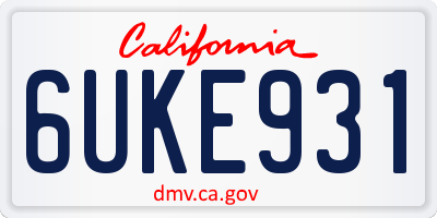 CA license plate 6UKE931