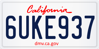 CA license plate 6UKE937