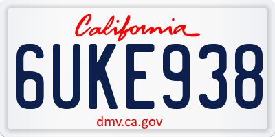 CA license plate 6UKE938