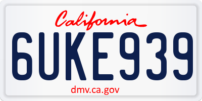 CA license plate 6UKE939