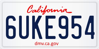 CA license plate 6UKE954