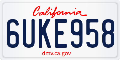 CA license plate 6UKE958