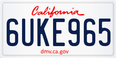 CA license plate 6UKE965