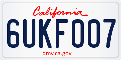 CA license plate 6UKF007