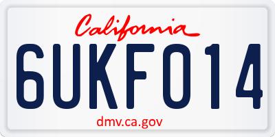 CA license plate 6UKF014