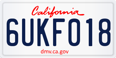 CA license plate 6UKF018
