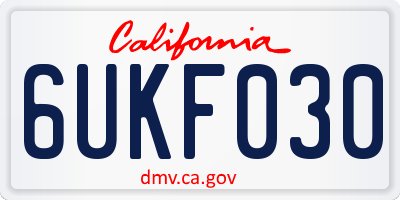 CA license plate 6UKF030