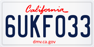 CA license plate 6UKF033