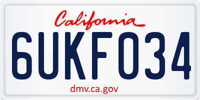 CA license plate 6UKF034