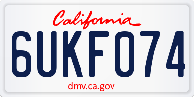 CA license plate 6UKF074