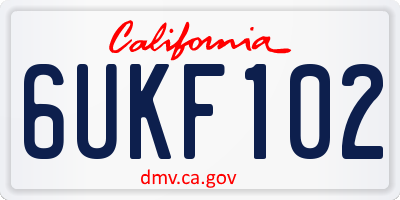 CA license plate 6UKF102