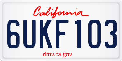 CA license plate 6UKF103