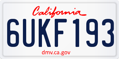 CA license plate 6UKF193
