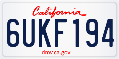 CA license plate 6UKF194