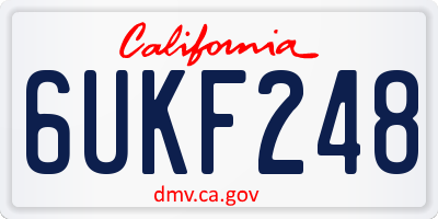 CA license plate 6UKF248