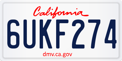 CA license plate 6UKF274
