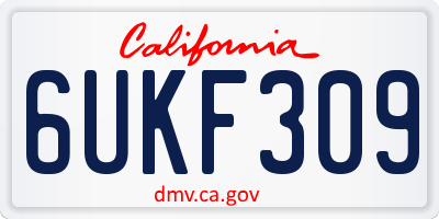 CA license plate 6UKF309