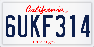 CA license plate 6UKF314