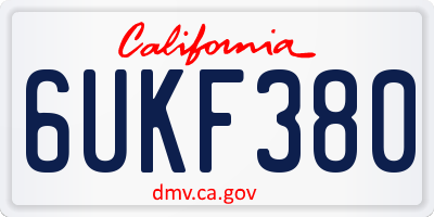 CA license plate 6UKF380