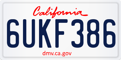 CA license plate 6UKF386