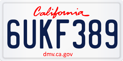 CA license plate 6UKF389
