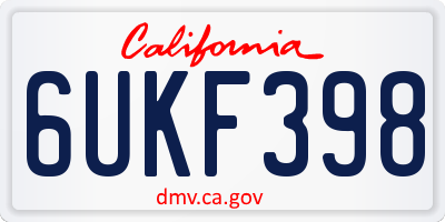 CA license plate 6UKF398