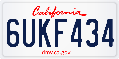 CA license plate 6UKF434