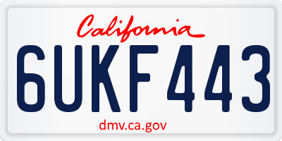 CA license plate 6UKF443