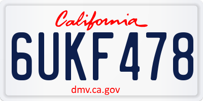 CA license plate 6UKF478