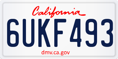 CA license plate 6UKF493