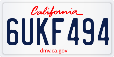 CA license plate 6UKF494
