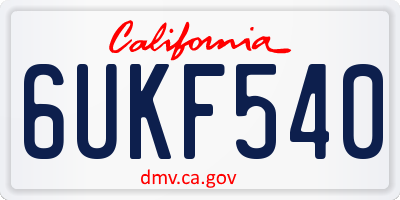 CA license plate 6UKF540