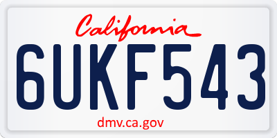 CA license plate 6UKF543
