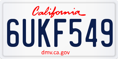 CA license plate 6UKF549