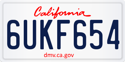 CA license plate 6UKF654
