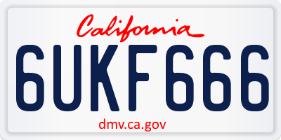 CA license plate 6UKF666