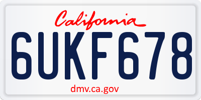 CA license plate 6UKF678