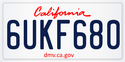 CA license plate 6UKF680