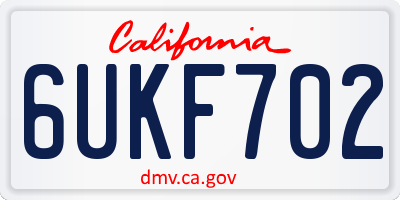 CA license plate 6UKF702