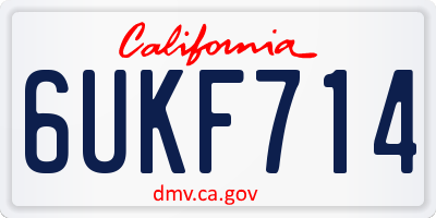 CA license plate 6UKF714